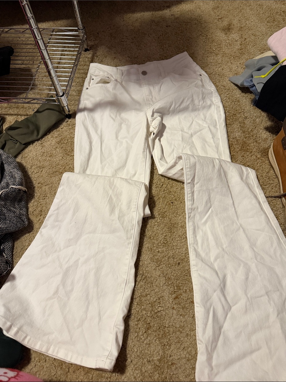 SHEIN White High-Rise Flared Pants